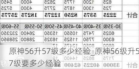 原神56升57级多少经验_原神56级升57级要多少经验