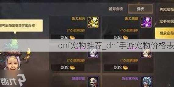 dnf宠物推荐_dnf手游宠物价格表