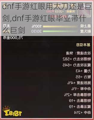 dnf手游红眼用太刀还是巨剑,dnf手游红眼毕业带什么巨剑