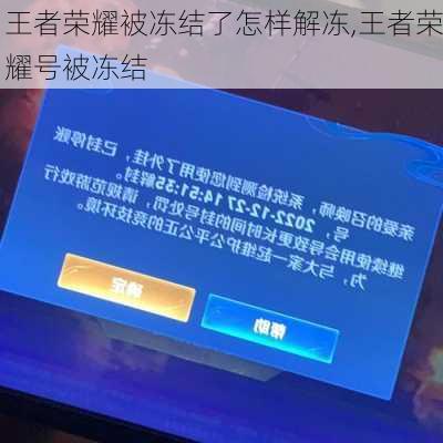 王者荣耀被冻结了怎样解冻,王者荣耀号被冻结