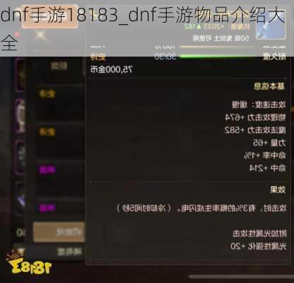 dnf手游18183_dnf手游物品介绍大全