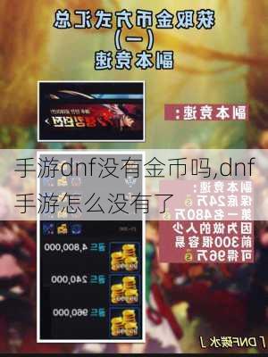 手游dnf没有金币吗,dnf手游怎么没有了