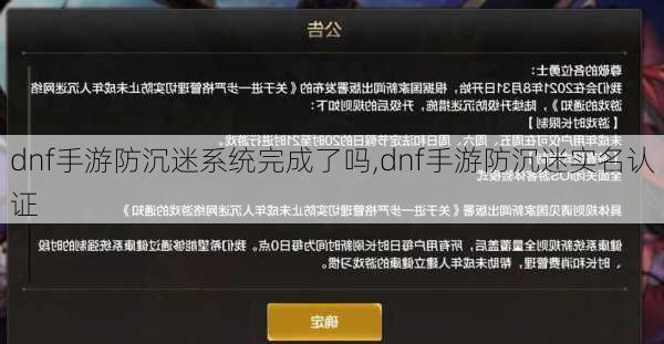 dnf手游防沉迷系统完成了吗,dnf手游防沉迷实名认证