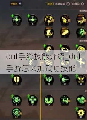 dnf手游技能介绍_dnf手游怎么加武功技能