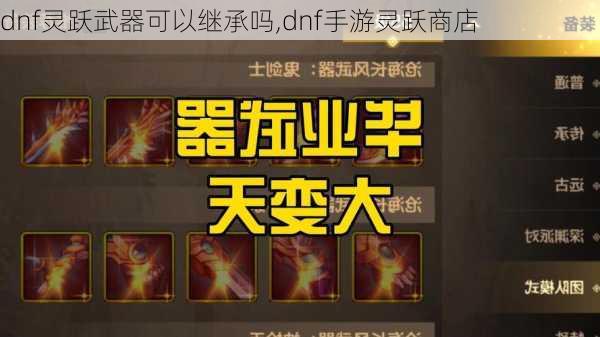 dnf灵跃武器可以继承吗,dnf手游灵跃商店