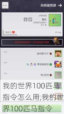 我的世界100匹马指令怎么用,我的世界100匹马指令