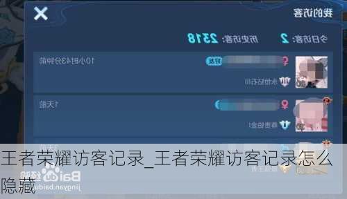 王者荣耀访客记录_王者荣耀访客记录怎么隐藏