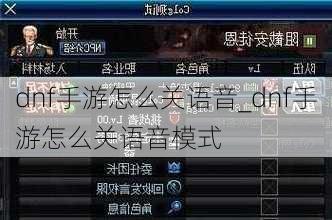 dnf手游怎么关语音_dnf手游怎么关语音模式