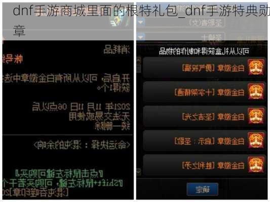 dnf手游商城里面的根特礼包_dnf手游特典勋章