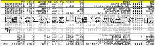 城堡争霸阵容搭配图片-城堡争霸攻略全兵种详细分析