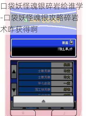 口袋妖怪魂银碎岩给谁学-口袋妖怪魂银攻略碎岩术咋获得啊