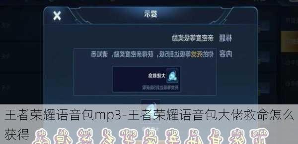 王者荣耀语音包mp3-王者荣耀语音包大佬救命怎么获得