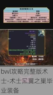 bwl攻略完整版术士-术士黑翼之巢毕业装备