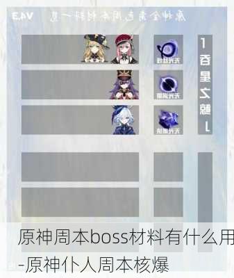 原神周本boss材料有什么用-原神仆人周本核爆